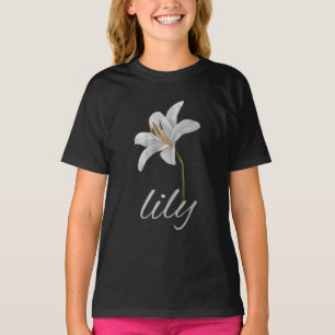 ヴィンテージ 白いユリの花 レトロな花柄 Tシャツ