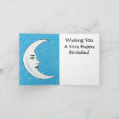 ヴィンテージ 白い月 顔 白い星 誕生日 カード (内部)