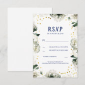 ヴィンテージ 白い花 ウェディング RSVP カード (正面/裏面)