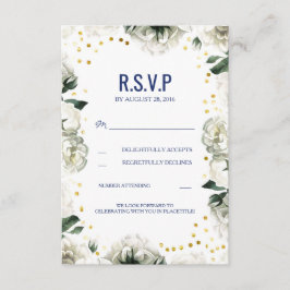ヴィンテージ 白い花 ウェディング RSVP カード
