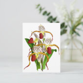 ヴィンテージ 白い 赤い 洋蘭の花 ポストカード (スタンド正面)