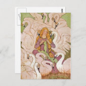 ヴィンテージ – 白鳥たち。 ポストカード (正面/裏面)