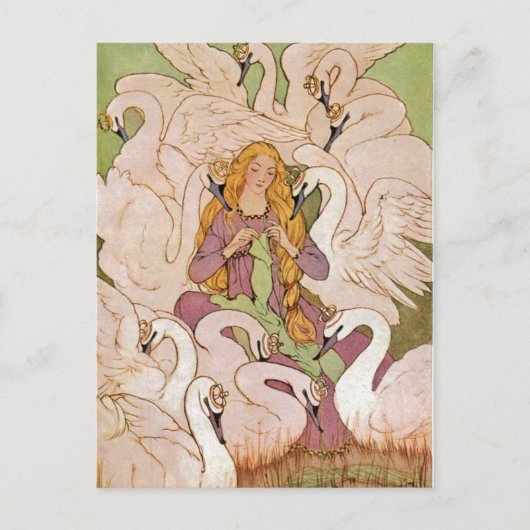 ヴィンテージ – 白鳥たち。 ポストカード (正面)