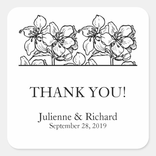 ヴィンテージ |白黒結婚式の引き出物 スクエアシール (正面)