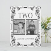 ヴィンテージ 白黒 フォト テーブル ナンバー 2 招待状 (スタンド正面)
