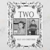 ヴィンテージ 白黒 フォト テーブル ナンバー 2 招待状 (正面/裏面)