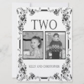 ヴィンテージ 白黒 フォト テーブル ナンバー 2 招待状 (裏面)