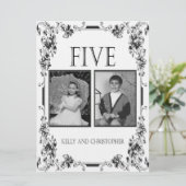 ヴィンテージ 白黒 フォト テーブル ナンバー 5 招待状 (スタンド正面)