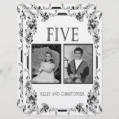 ヴィンテージ 白黒 フォト テーブル ナンバー 5 招待状 (正面/裏面)