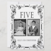 ヴィンテージ 白黒 フォト テーブル ナンバー 5 招待状 (裏面)