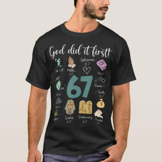 ヴィンテージ 神が最初にやった 67 シックス セブン ミーム キリスト教 Tシャツ