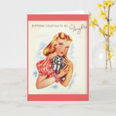 ヴィンテージ - 私の娘への誕生日グリーティング カード (黄色い花)