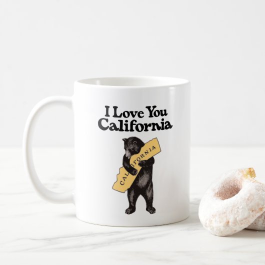ヴィンテージ"私はのカリフォルニア"くま愛します コーヒーマグカップ (ドーナツ)