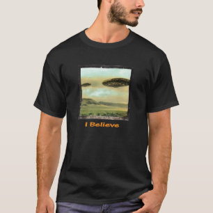 ヴィンテージ- "私は" UFOのTシャツを信じます-黒 Tシャツ