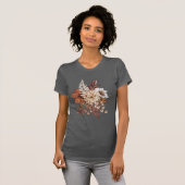 ヴィンテージ 秋の花と葉 Tシャツ (正面フル)