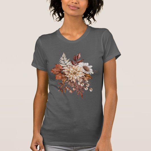 ヴィンテージ 秋の花と葉 Tシャツ (正面)