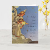 ヴィンテージ-空のクリスマスの星、 カード (黄色い花)