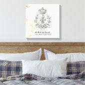 ヴィンテージ（紋章の）フラ・ダ・リとクラウンの引き伸ばしキャンバス キャンバスプリント (インサイチュ (寝室))