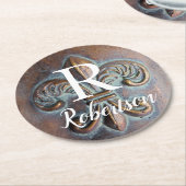 ヴィンテージ（紋章の）フラ・ダ・リイニシャル ラウンドペーパーコースター (アングル)