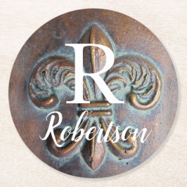 ヴィンテージ（紋章の）フラ・ダ・リイニシャル ラウンドペーパーコースター