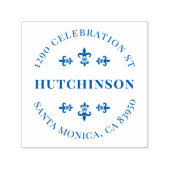 ヴィンテージ(紋章の)フラ・ダ・リラウンド差出人住所 セルフインキングスタンプ (デザイン)