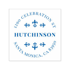 ヴィンテージ（紋章の）フラ・ダ・リラウンド差出人住所 セルフインキングスタンプ