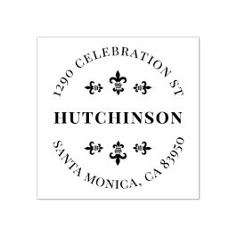 ヴィンテージ（紋章の）フラ・ダ・リラウンド差出人住所 ラバースタンプ