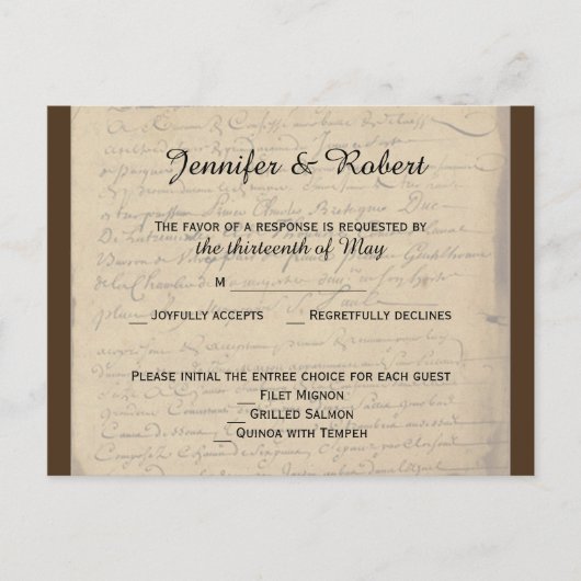 ヴィンテージ(紋章の)フラ・ダ・リラブレターRSVPポストカード インビテーションポストカード (正面)