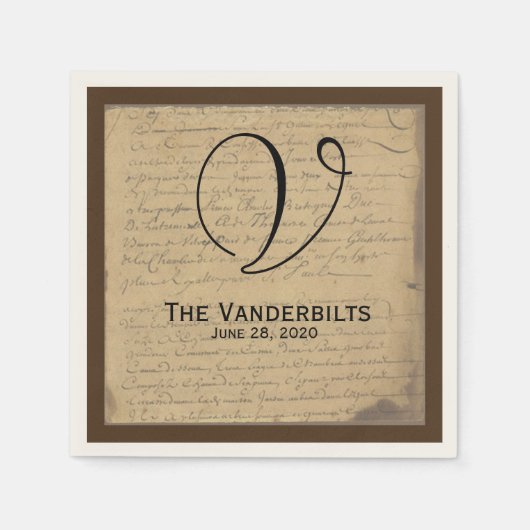 ヴィンテージ(紋章の)フラ・ダ・リラブレッ結婚トナプキン スタンダードカクテルナプキン (正面)