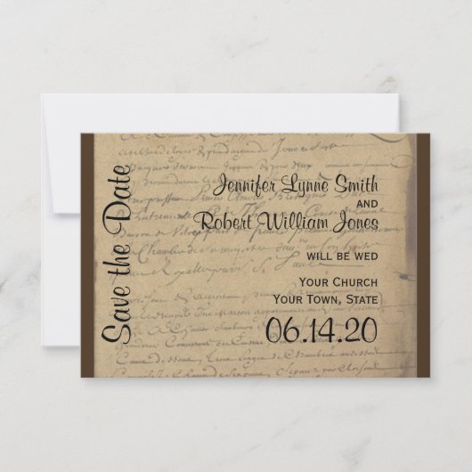 ヴィンテージ（紋章の）フラ・ダ・リ結婚式の日付の保存 セーブザデート (正面)