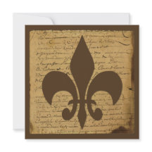 ヴィンテージ（紋章の）フラ・ダ・リ結婚式招待状