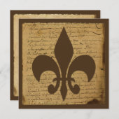 ヴィンテージ（紋章の）フラ・ダ・リ結婚式招待状 招待状 (正面/裏面)