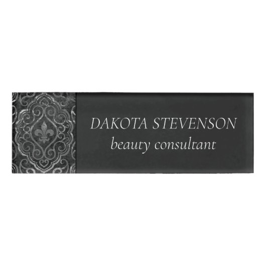 ヴィンテージ（紋章の）フラ・ダ・リ |ダマスクグランジブランディング 名札 (正面)