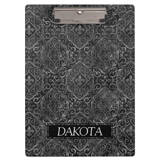 ヴィンテージ(紋章の)フラ・ダ・リ |ブラックグランジダマスクカスタム クリップボード (正面)