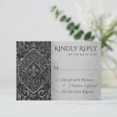 ヴィンテージ（紋章の）フラ・ダ・リ |ブラック・シルバーグランジ 出欠カード (スタンド正面)