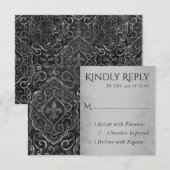 ヴィンテージ（紋章の）フラ・ダ・リ |ブラック・シルバーグランジ 出欠カード (正面/裏面)