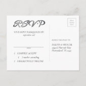 ヴィンテージ（紋章の）フラ・ダ・リ |ブラック・シルバー・ダマグランジスク インビテーションポストカード (裏面)