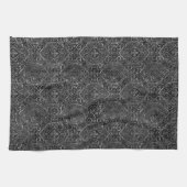 ヴィンテージ(紋章の)フラ・ダ・リ |ブラック・シルバー・ダマグランジスク キッチンタオル (横)