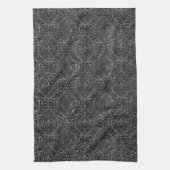 ヴィンテージ(紋章の)フラ・ダ・リ |ブラック・シルバー・ダマグランジスク キッチンタオル (縦)