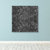 ヴィンテージ（紋章の）フラ・ダ・リ |ブラック・シルバー・ダマグランジスク キャンバスプリント (インサイチュ (ウッドフロア))