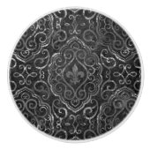 ヴィンテージ（紋章の）フラ・ダ・リ |ブラック・シルバー・ダマグランジスク セラミックノブ (正面)