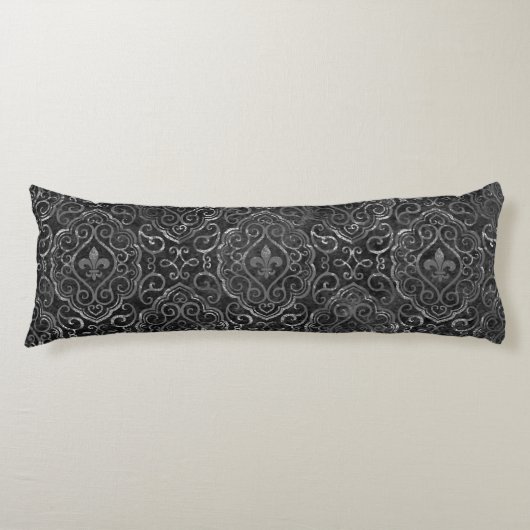 ヴィンテージ（紋章の）フラ・ダ・リ |ブラック・シルバー・ダマグランジスク ボディピロー (正面)