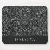 ヴィンテージ（紋章の）フラ・ダ・リ |ブラック・シルバー・ダマグランジスク マウスパッド (正面)
