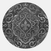 ヴィンテージ（紋章の）フラ・ダ・リ |ブラック・シルバー・ダマグランジスク ラウンドシール (正面)