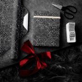 ヴィンテージ（紋章の）フラ・ダ・リ |ブラック・シルバー・ダマグランジスク ラッピングペーパー