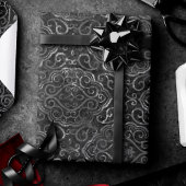 ヴィンテージ（紋章の）フラ・ダ・リ |ブラック・シルバー・ダマグランジスク ラッピングペーパー