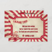ヴィンテージ、素朴なサーカスのサンキューカード サンキューカード (正面/裏面)