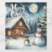 ヴィンテージ/素朴/雪だるま/クリスマス ワインラベル (シングルラベル)