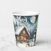 ヴィンテージ/素朴/雪だるま/クリスマス 紙コップ (裏面)