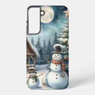 ヴィンテージ/素朴/雪だるま/クリスマス SAMSUNG GALAXY S22+ケース